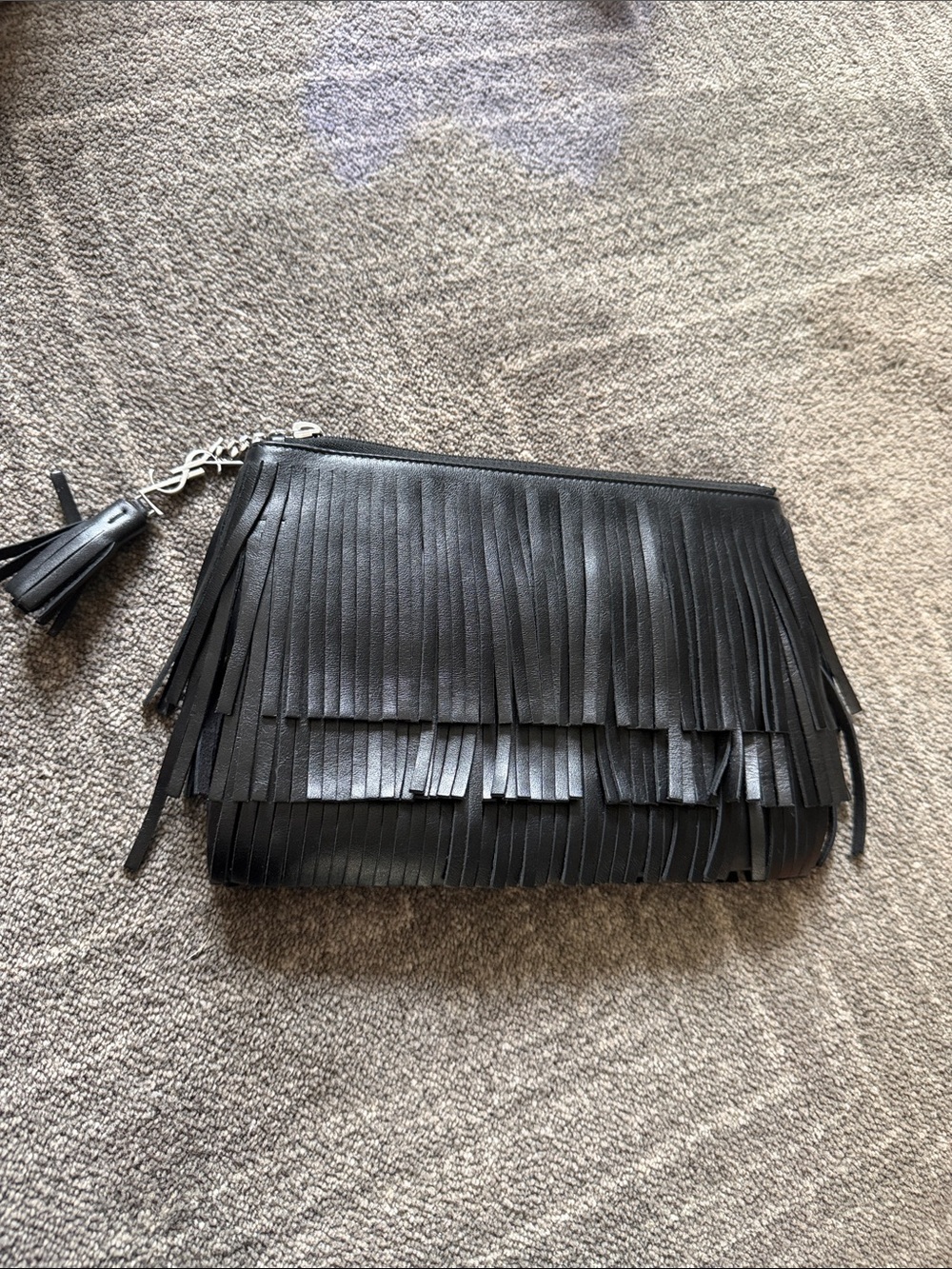 Fringed Black Women's Clutch Bag - Sleek Evening Wristlet